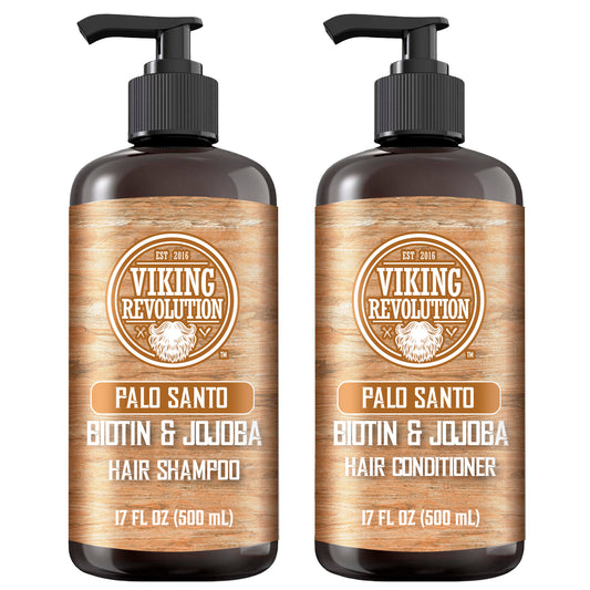 Viking Revolution Palo Santo Shampoo & Conditioner Set, enriched with Biotin, 17 fl oz each.