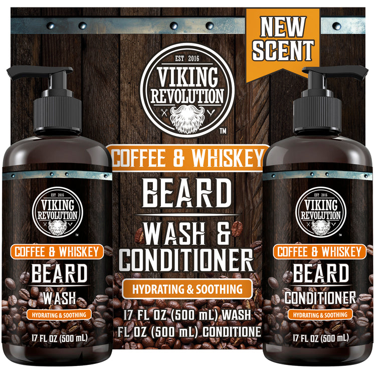 Beard Care: Viking Revolution Coffee & Whiskey Beard Wash & Conditioner Set - 17 Oz.