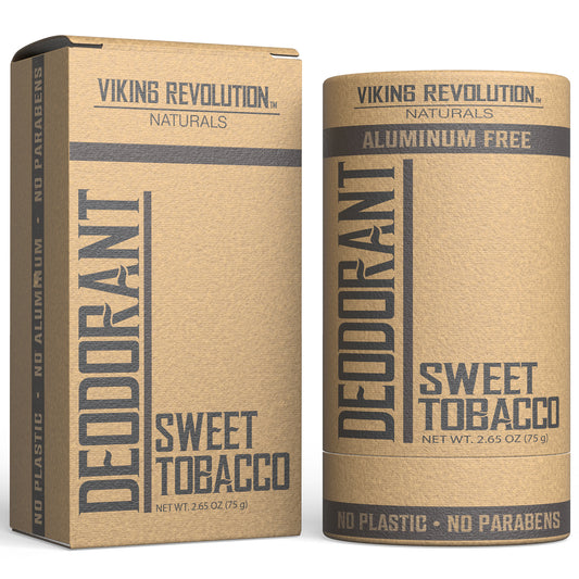 Cardboard packaging of Viking Revolution Deodorant - Sweet Tobacco.