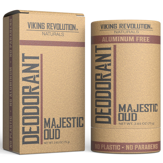 Viking Revolutions aluminum-free Majestic Oud deodorant sticks.