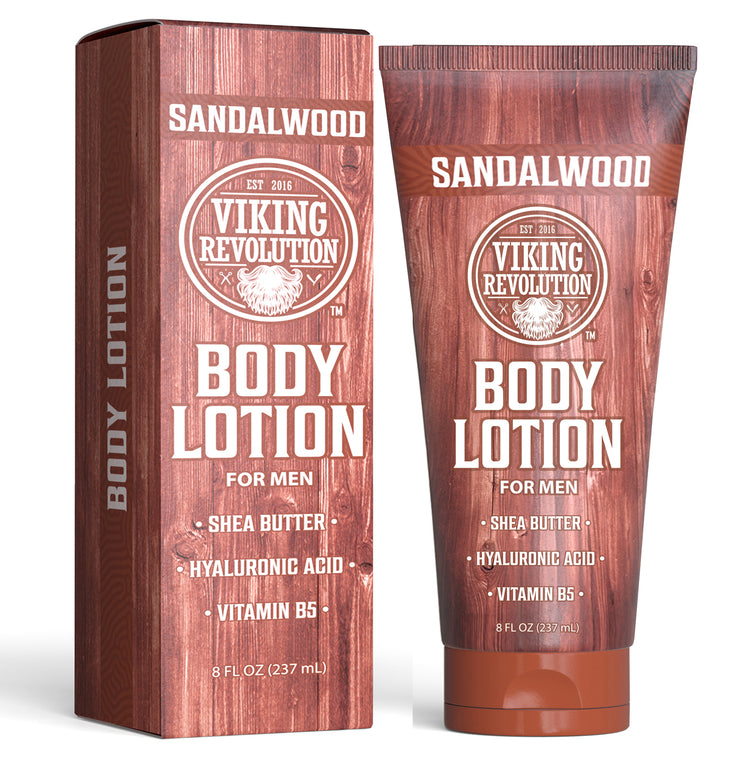 Body Lotion for Men - Sandalwood enriched with shea butter, ideal for dry skin.