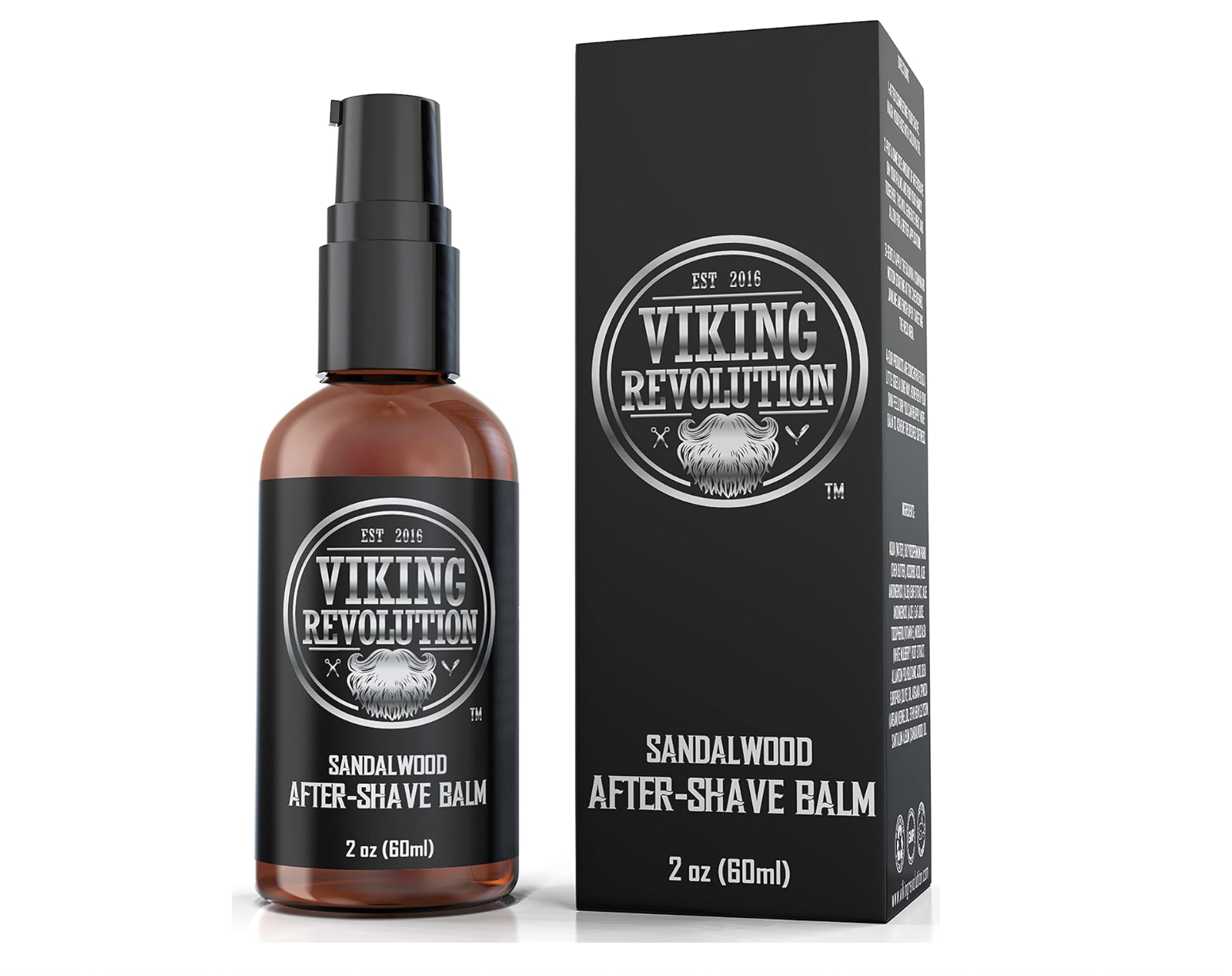 Sandalwood After-Shave Balm for Men, 2 oz, soothes razor burn in stylish bottle and box packaging.