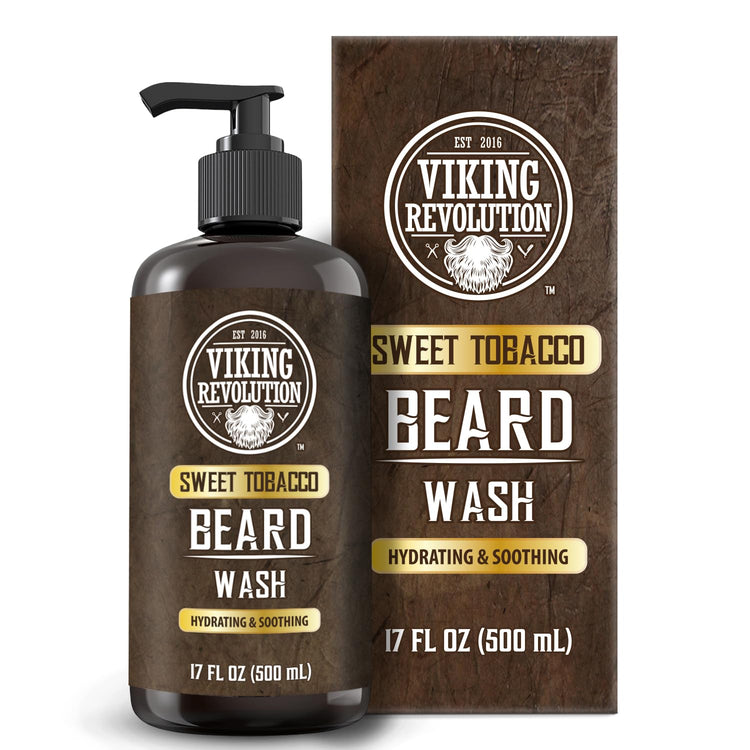 Sweet Tobacco Beard Wash 17oz with Argan Oil & Jojoba boosts beard growth.