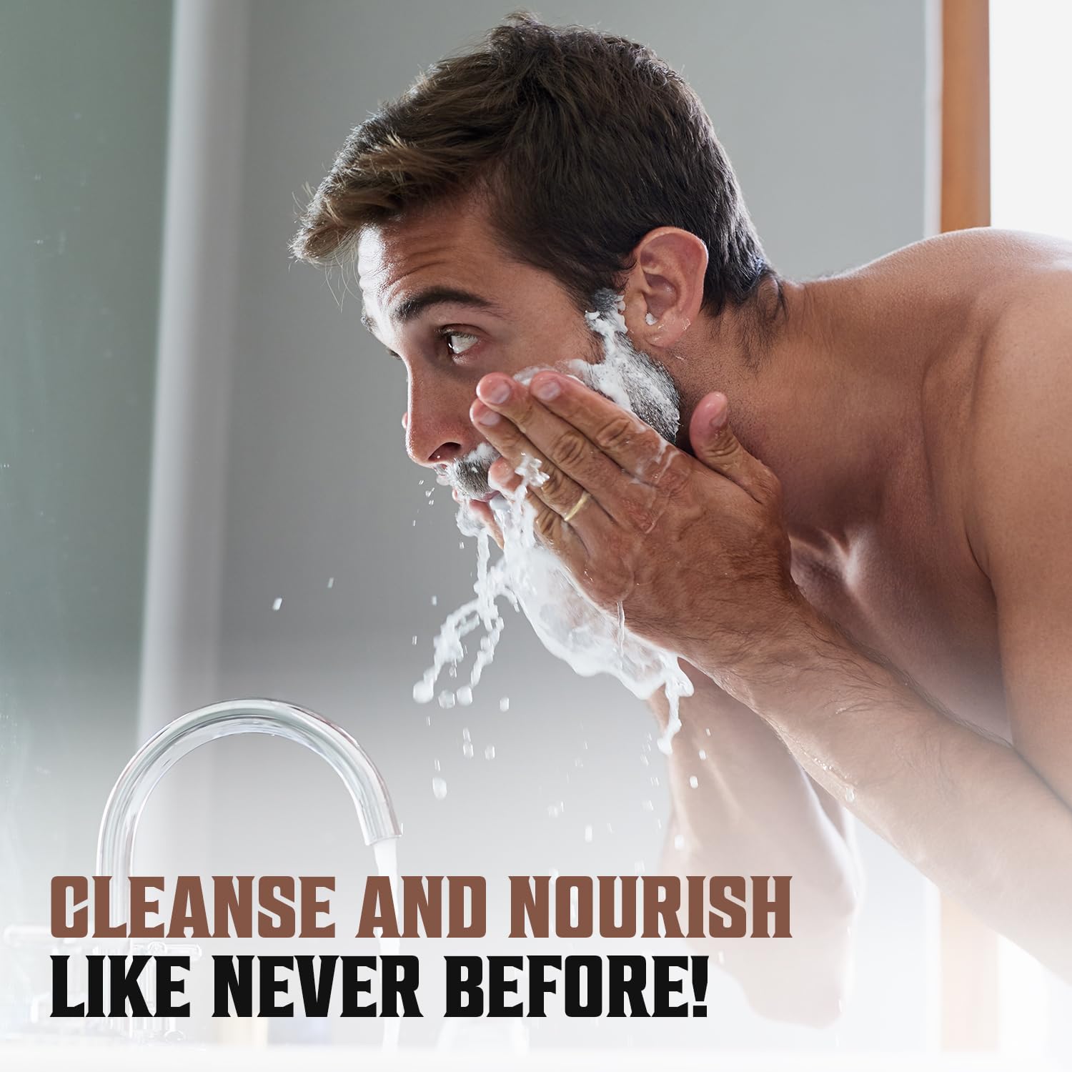 Nourish your beard like never before with Beard Wash Majestic Oud, Argan Oil, and Jojoba 17oz!.
