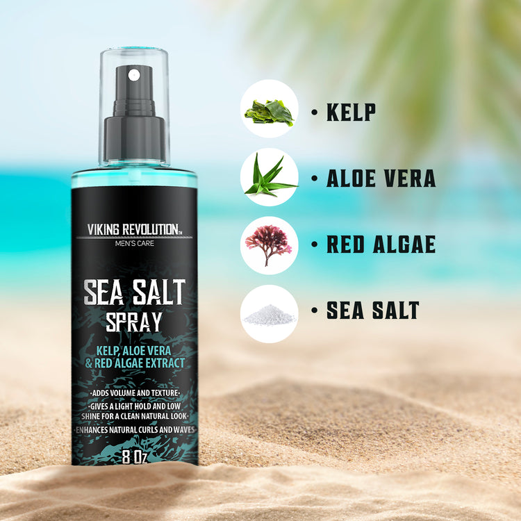 Viking Revolution - Sea Salt Spray for Hair Men - Surf Spray to Add Volume and Texture with Kelp, Aloe Vera & Red Algae Extract - 8oz