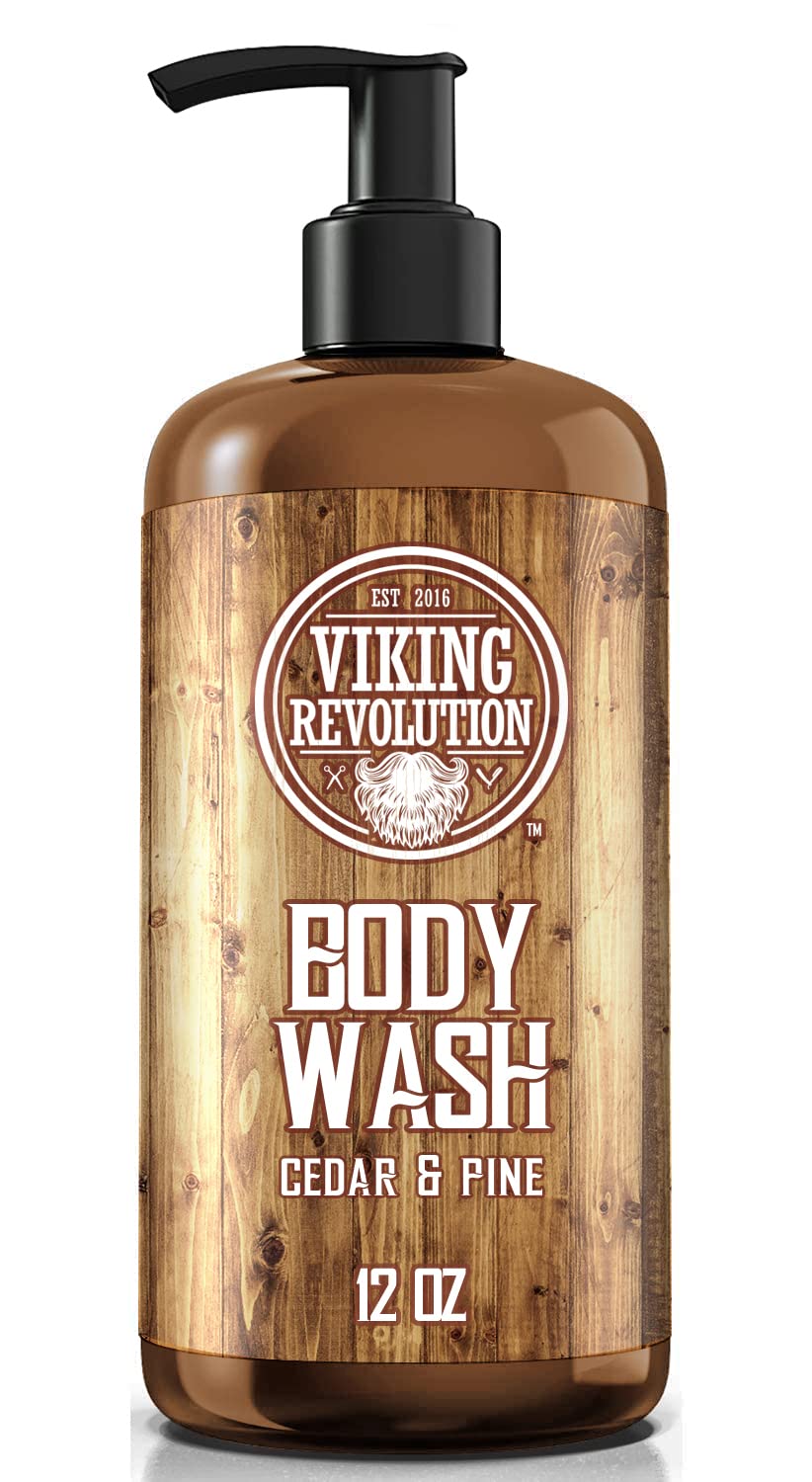 Viking Revolution Cedar & Pine Body Wash 12 oz, pump included, perfect for active men - 2 Pack.