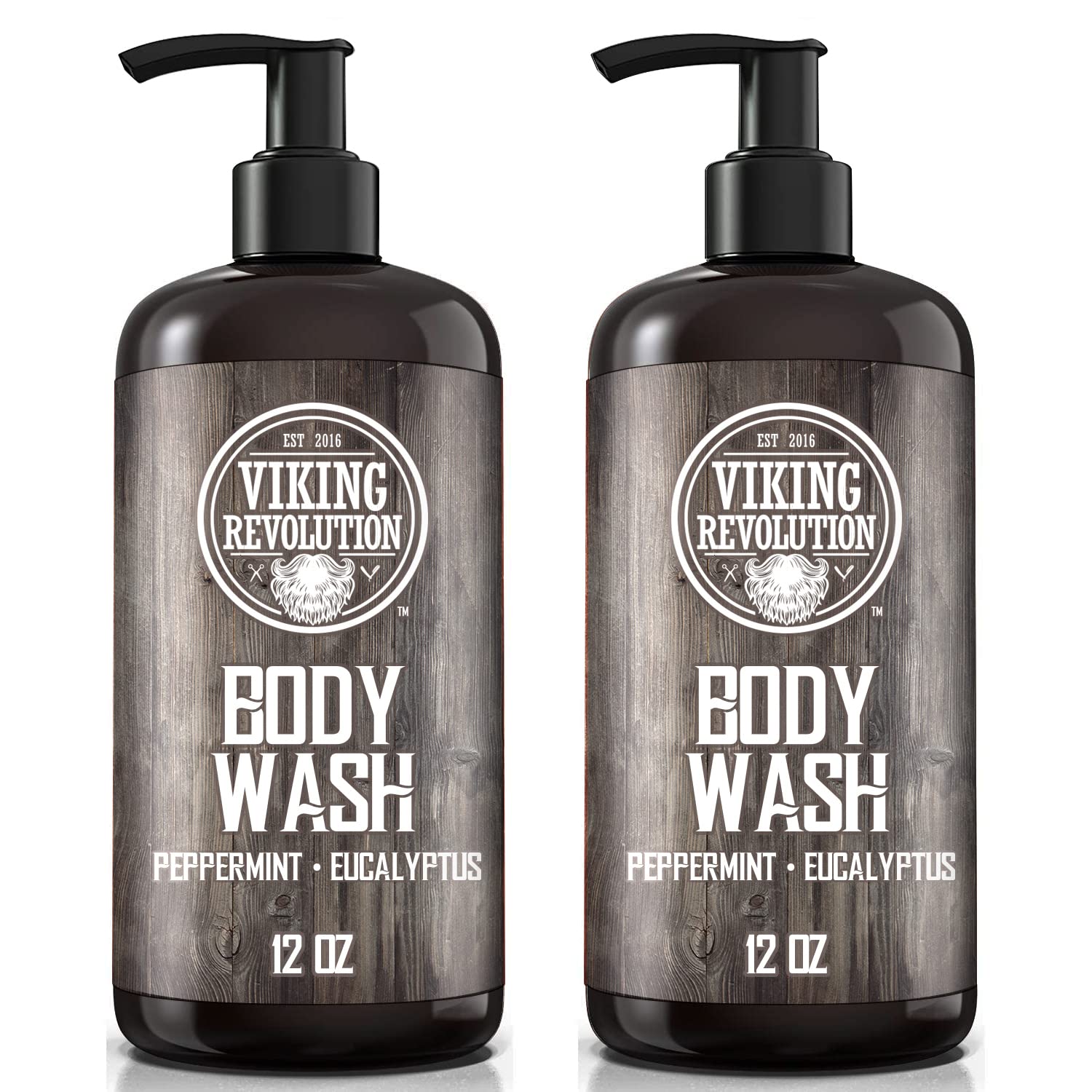 Explore the Peppermint Eucalyptus Body Wash - 2 Pack from Viking Revolution, crafted specifically for men's skincare. Enjoy the refreshing aroma with this set of two 12 oz bottles.