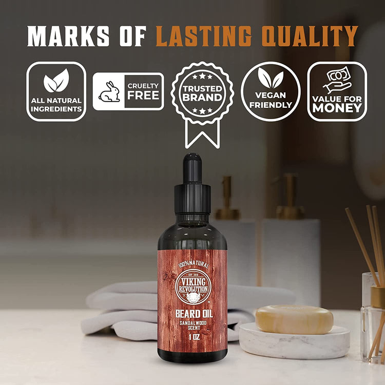 Viking Revolution Beard Oil Conditioner - All Natural Unscented 1 Pack