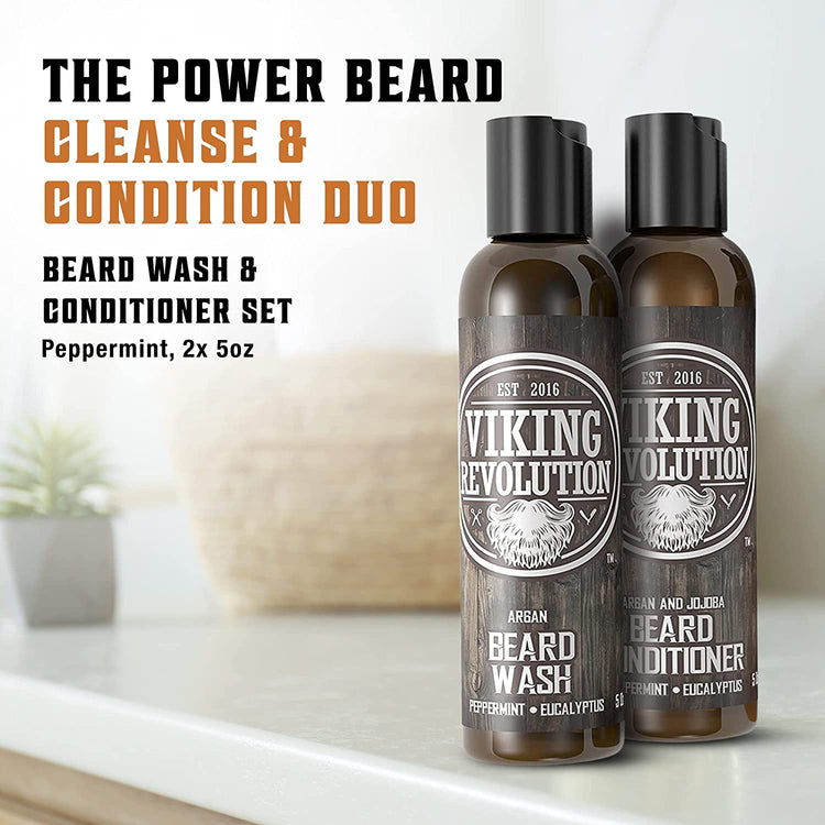 Peppermint & Eucalyptus Beard Wash & Conditioner Set - 5oz