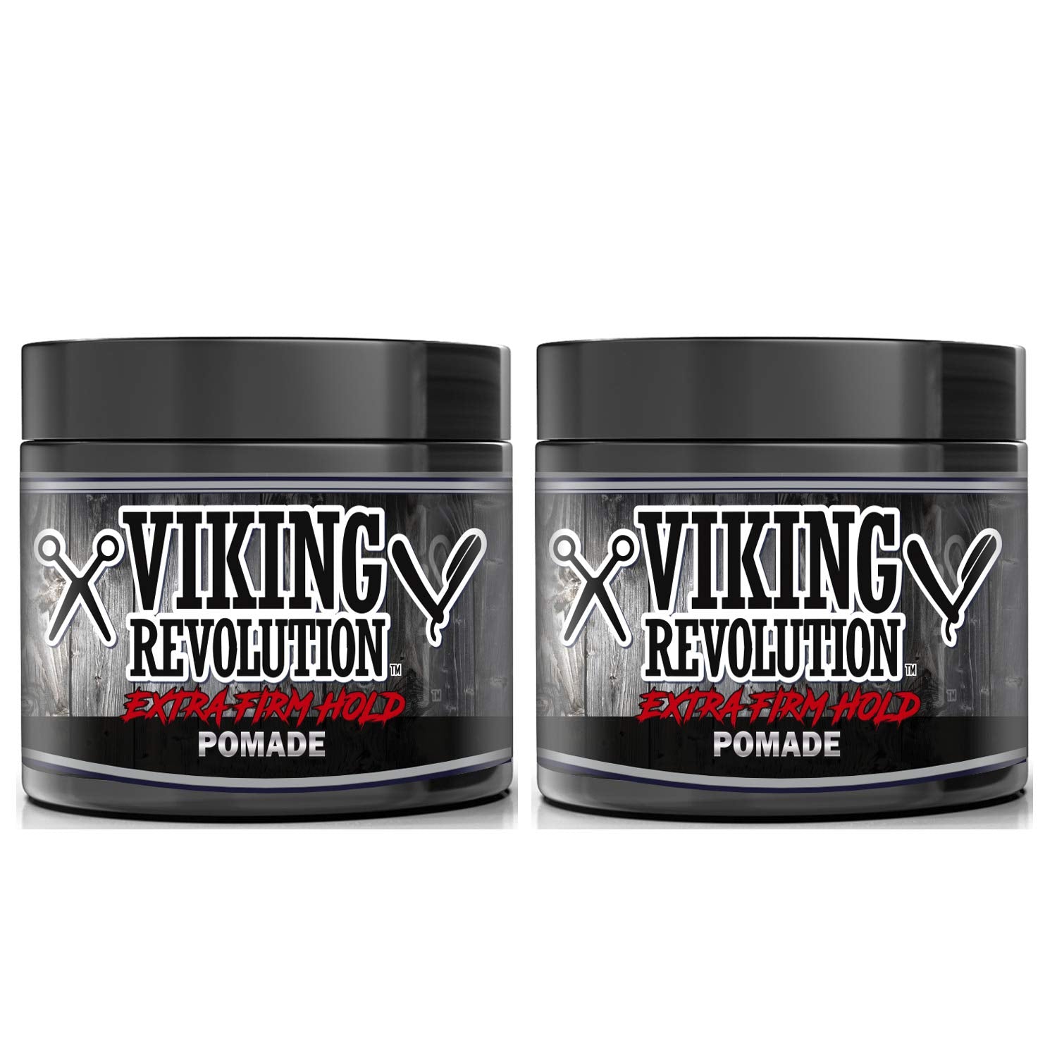 Two jars of Pomade - 2 Pack, enriched with natural ingredients and castor oil, offer an extra firm hold for impeccable hair grooming.