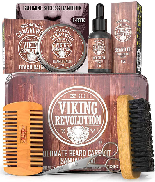 Sandalwood Beard Care Kit in a Metal Box