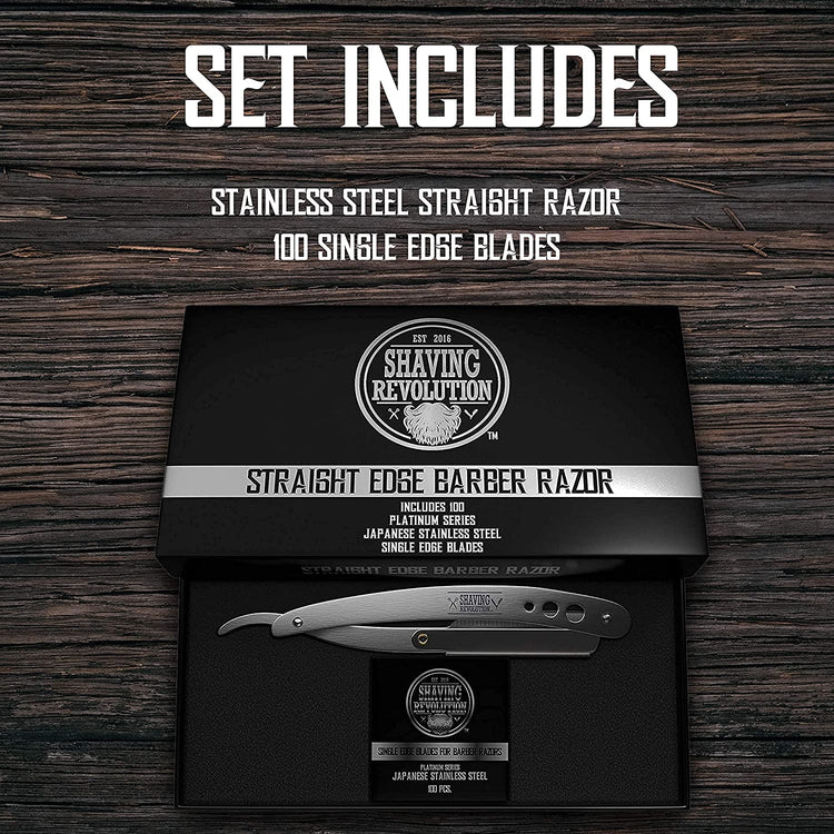Straight Edge Barber Razor w/100 Single Edge Blades