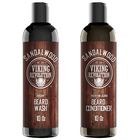 Viking Revolution Beard Wash & Beard Conditioner Set w/Argan & Jojoba Oils - Sof