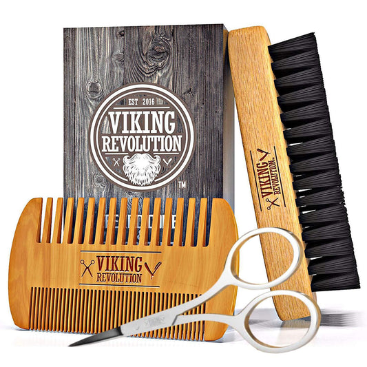 Beard Comb & Brush Set w/ Travel Pouch