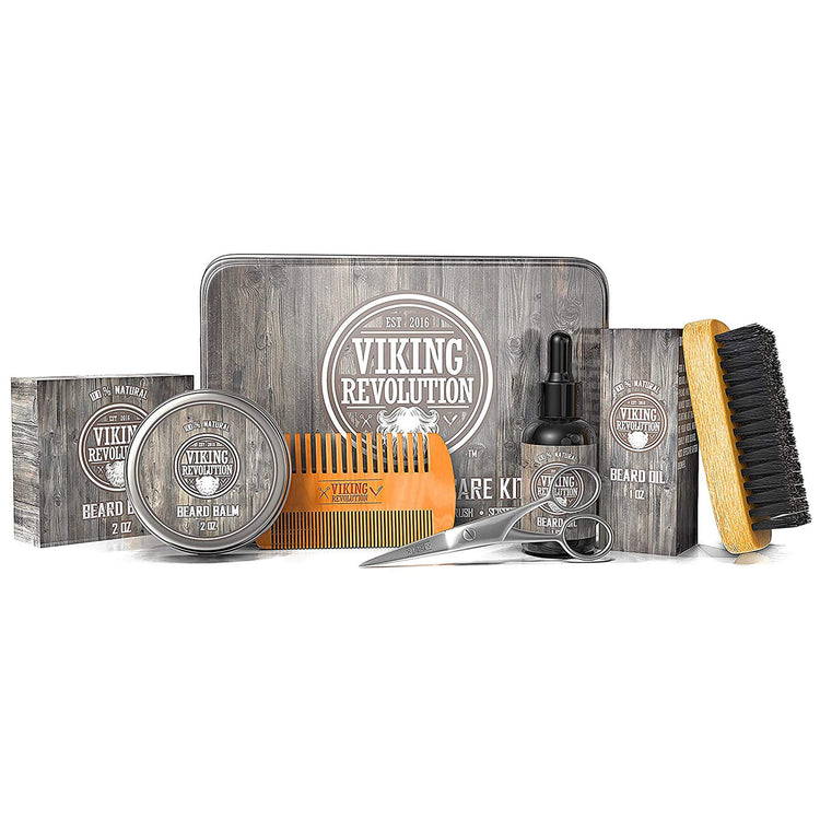 Viking Revolution Beard Care Kit in a Metal Box