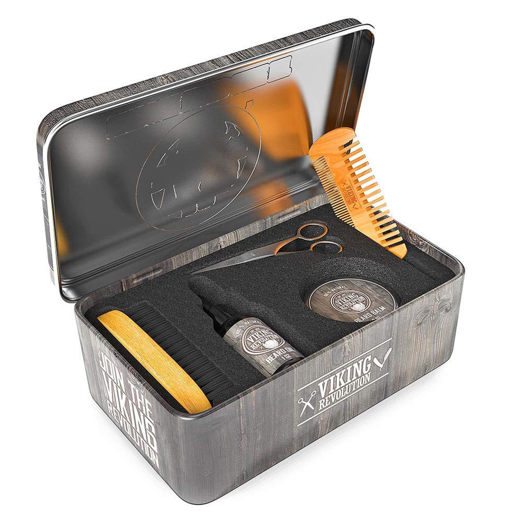 Experience the ultimate beard care with our Peppermint Beard Care Kit in a Metal Box. This essential grooming set includes a comb, scissors, brush, oil, and balm, all perfectly organized in a stylish metal box.