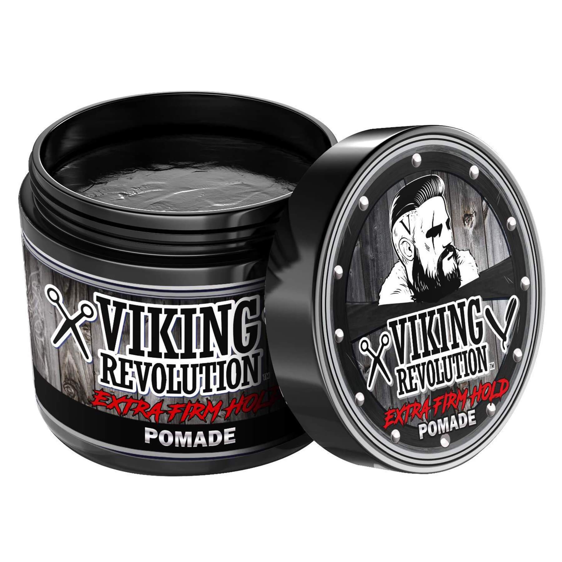Open the jar of our 4oz Hair Pomade, enhanced with natural ingredients and featuring a lid illustration of a bearded man. Enjoy unmatched hair grooming quality, assured by our satisfaction guarantee.