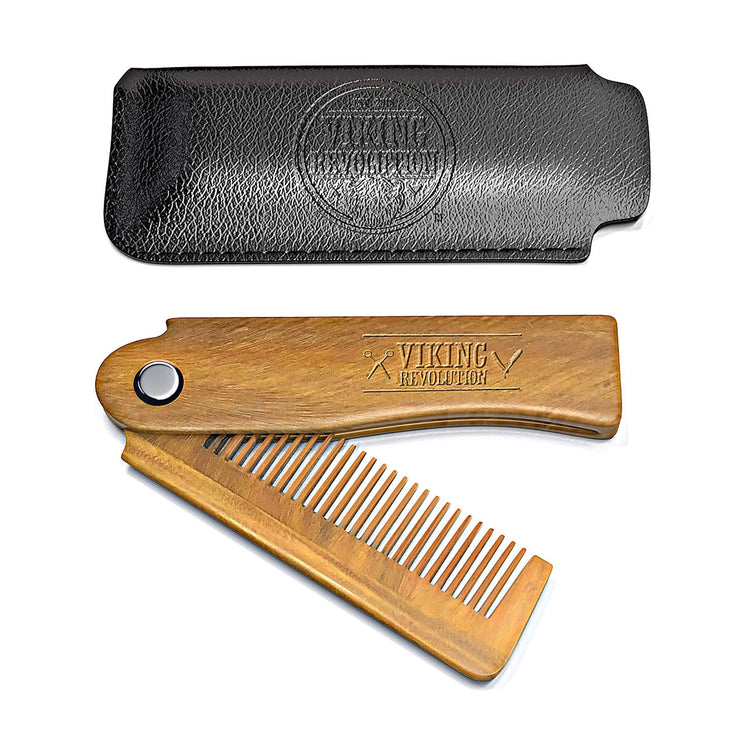 Folding Beard Comb w/Carrying Pouch