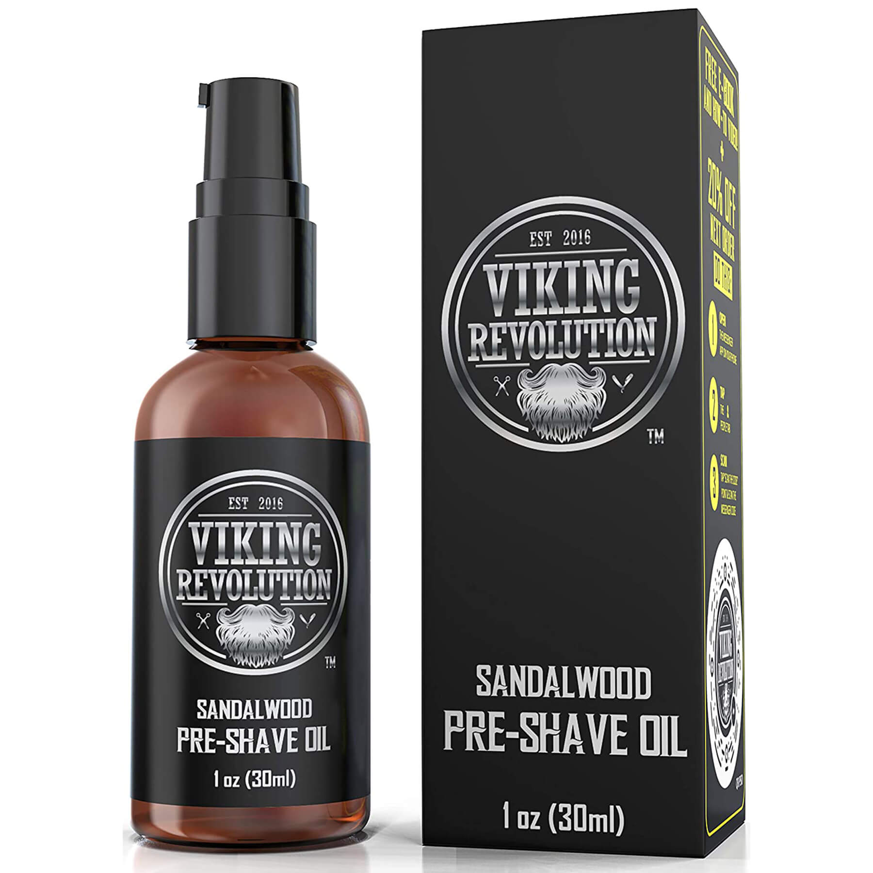Enjoy a smooth and refreshing shave with the Sandalwood Pre-Shave Oil from Viking Revolution. Housed in a 1 oz (30 ml) glass bottle, this product features a rich sandalwood scent that enhances your shaving experience by ensuring a seamless glide for an effective routine.