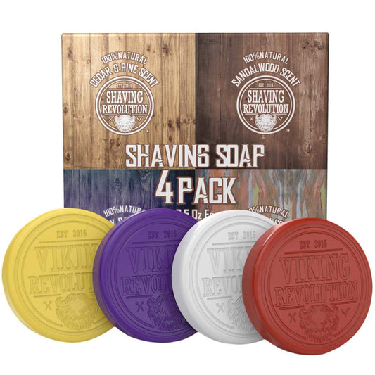 Shaving Soap 4 Pack - Sandalwood, Cedar & Pine, Clary Sage, Bay Rum