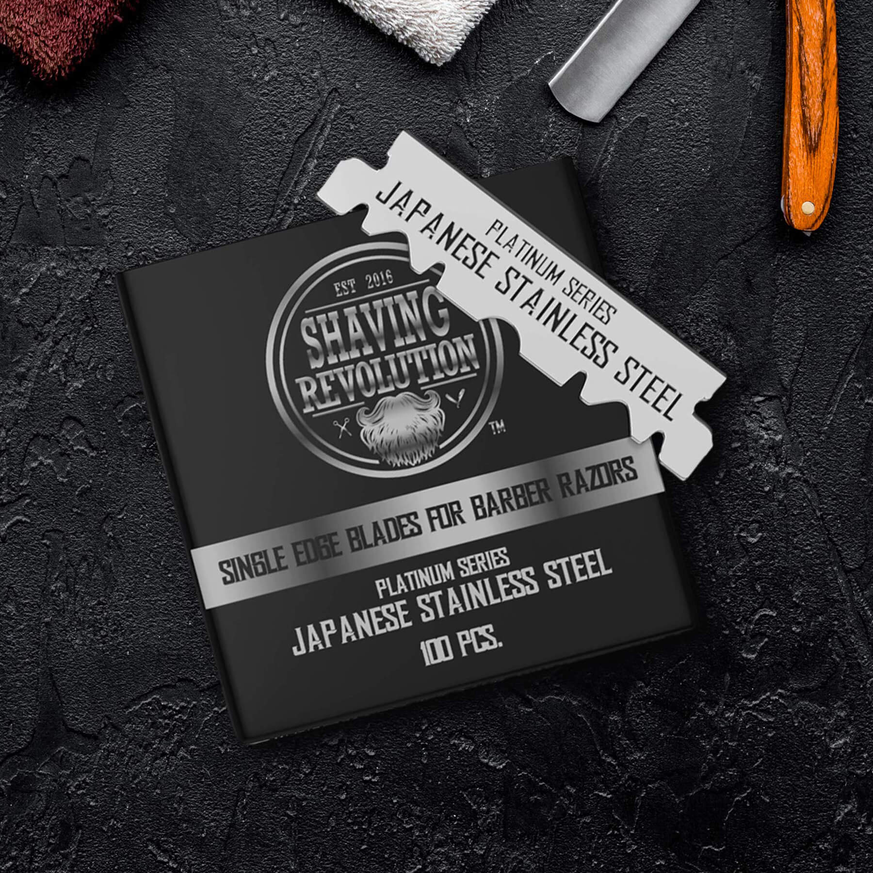 Barber Single Edge Razor Blades pack includes a single-edge blade for precise shaves on textured surfaces.
