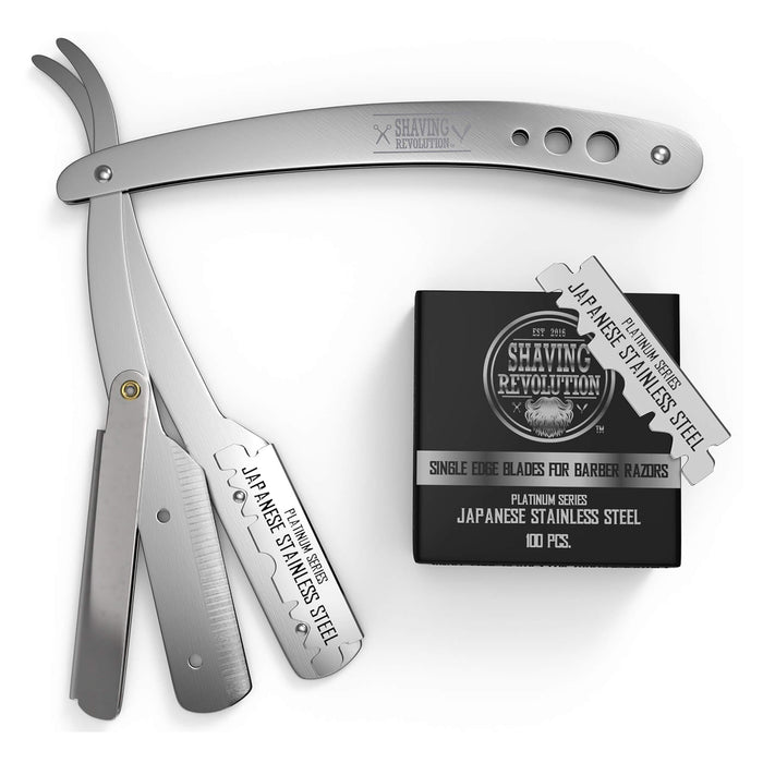 Curved Straight Edge Razor Straight Edge Barber Razor w/100 Single Edge Blades